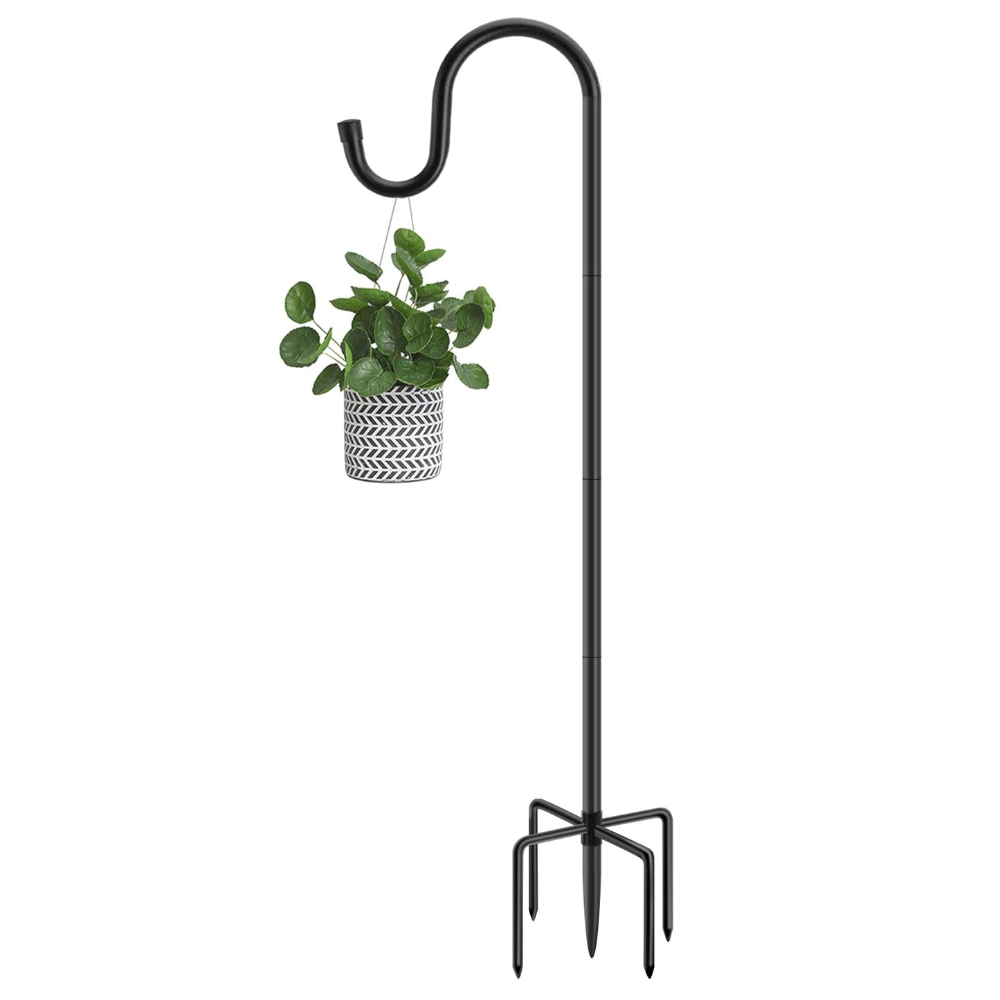 72" Shepherds Hooks for Outdoor, Heavy Duty Bird Feeder Pole with 7 Base Prongs, Adjustable Garden Hanging Holder for Bird Feeders, Solar Light Lanterns, Garden Plant Hanger Stands, 2 Packs