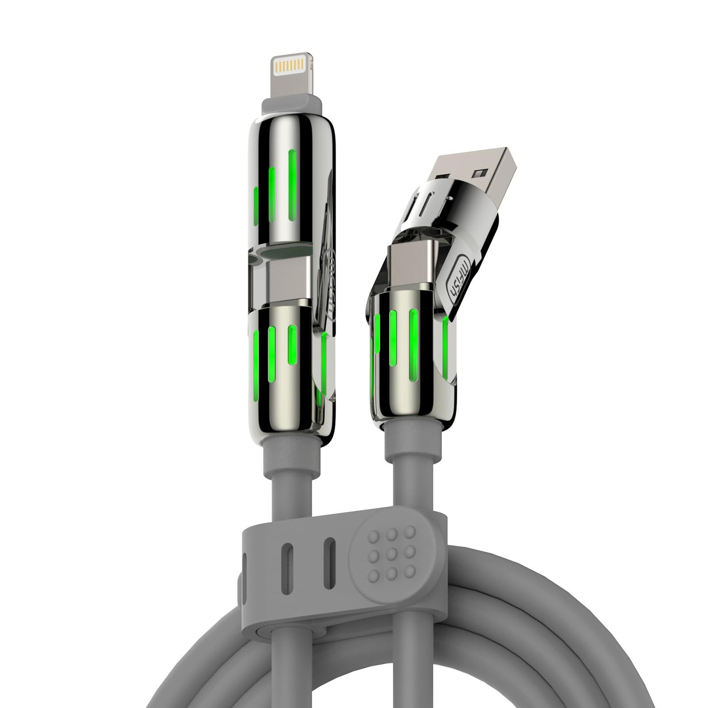 4-in-1 Universal Multi USB Charging Cable – 240W Max Fast Charger Cord with Multiple Connectors for iPhone 16/15/14/13, iPad, Samsung, MacBook, Tablets & More (Rich Black, 6.6Ft)