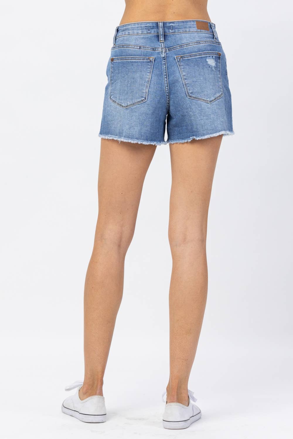 HI WAIST DISTRESSED SHORTS (XL Only)