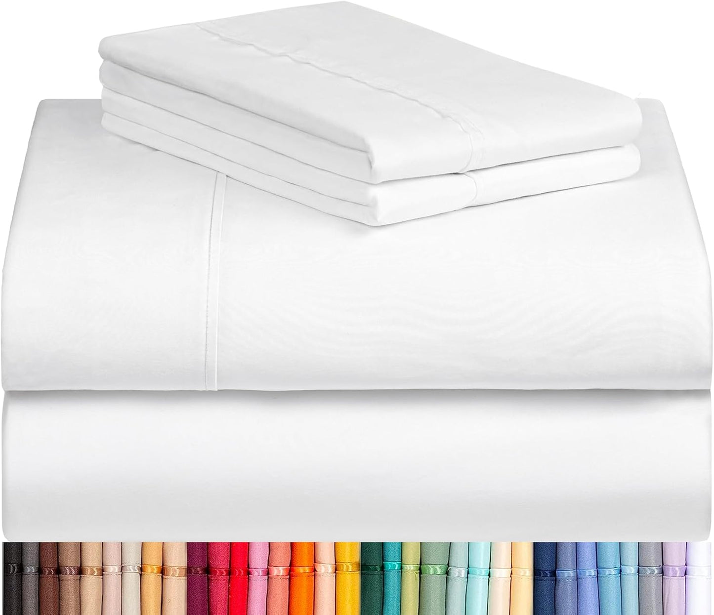 LuxClub 4 PC Full Sheet Set, Breathable Luxury Bed Sheets, Deep Pockets 18" Wrinkle Free Cooling Bed Sheets Machine Washable Hotel Bedding Silky Soft - Light Khaki Full