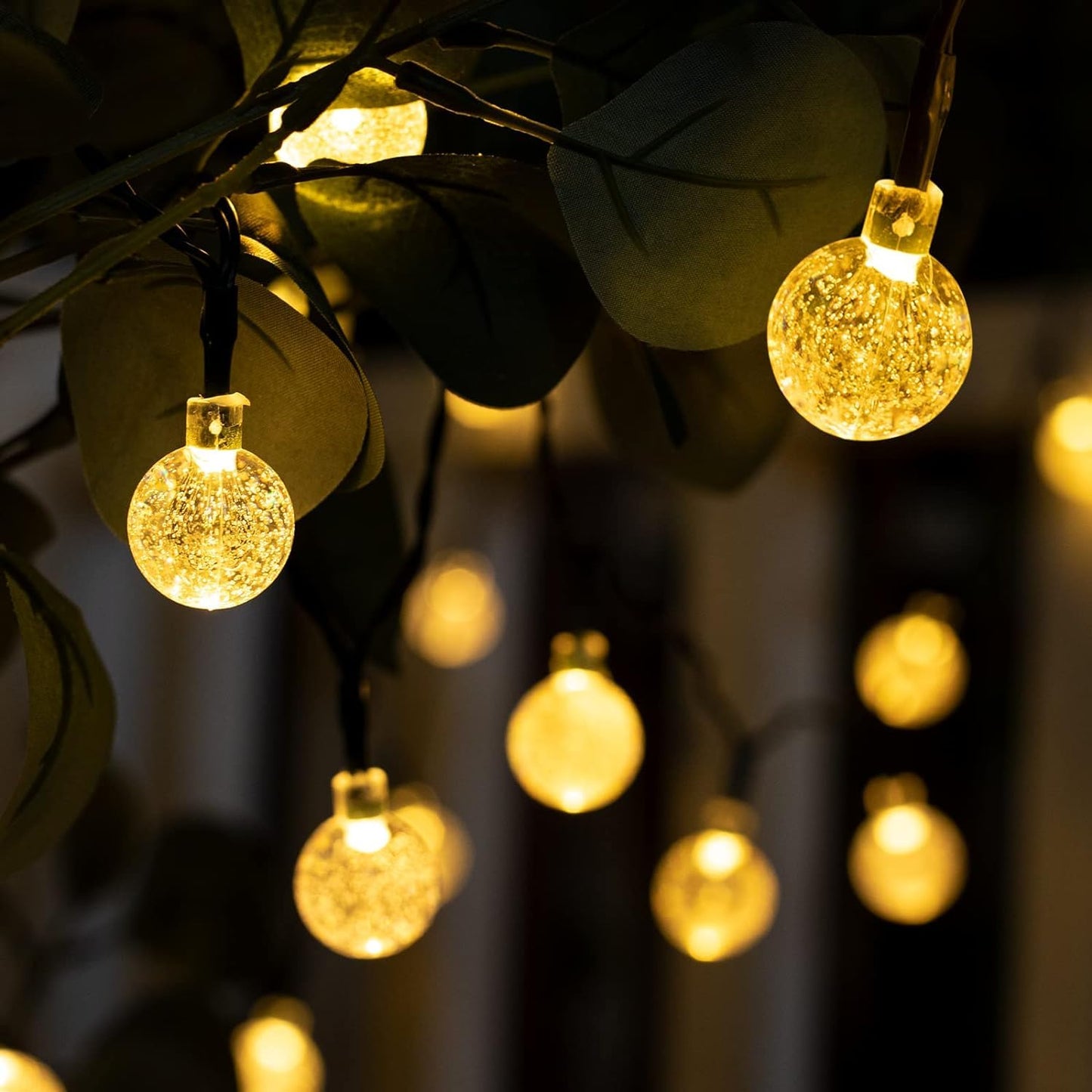 Solar String Lights, Small Crystal Ball ,Outdoor String Light 60 LED 40ft 8 Lighting Modes Waterproof Solar Powered Patio Solar Light for Garden Yard Porch Wedding Party Decor (Warm White)