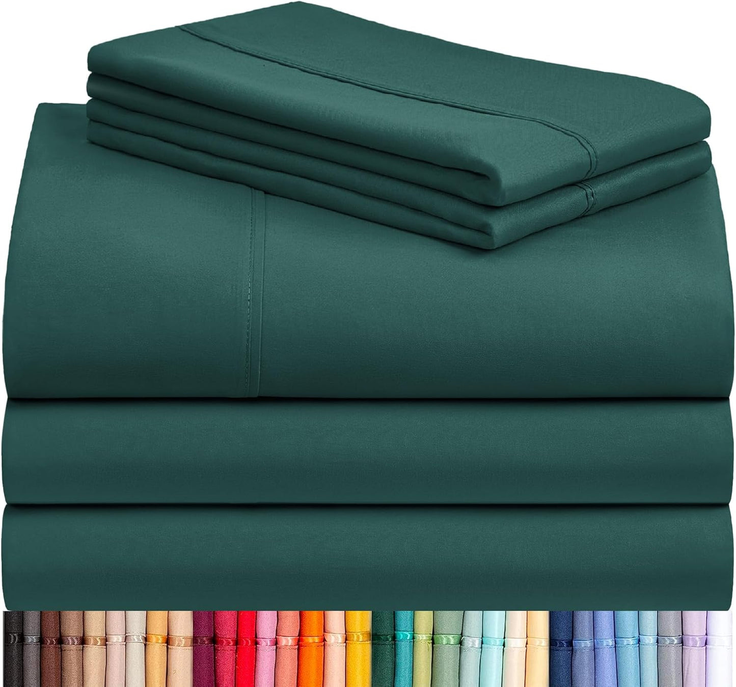 LuxClub 4 PC Full Sheet Set, Breathable Luxury Bed Sheets, Deep Pockets 18" Wrinkle Free Cooling Bed Sheets Machine Washable Hotel Bedding Silky Soft - Light Khaki Full