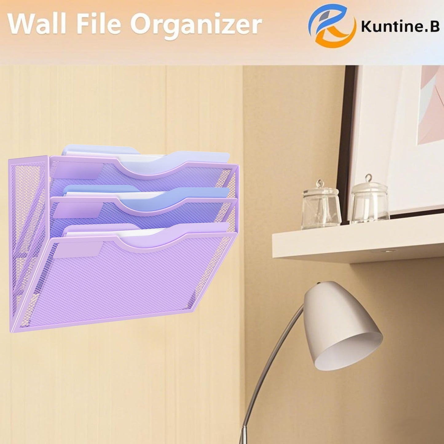 Kuntine.B 5 Pocket Wall File Holder Organizer Office Hanging Magazine Holder Wall File Organizer for Office Home (Black, 5 Tier)