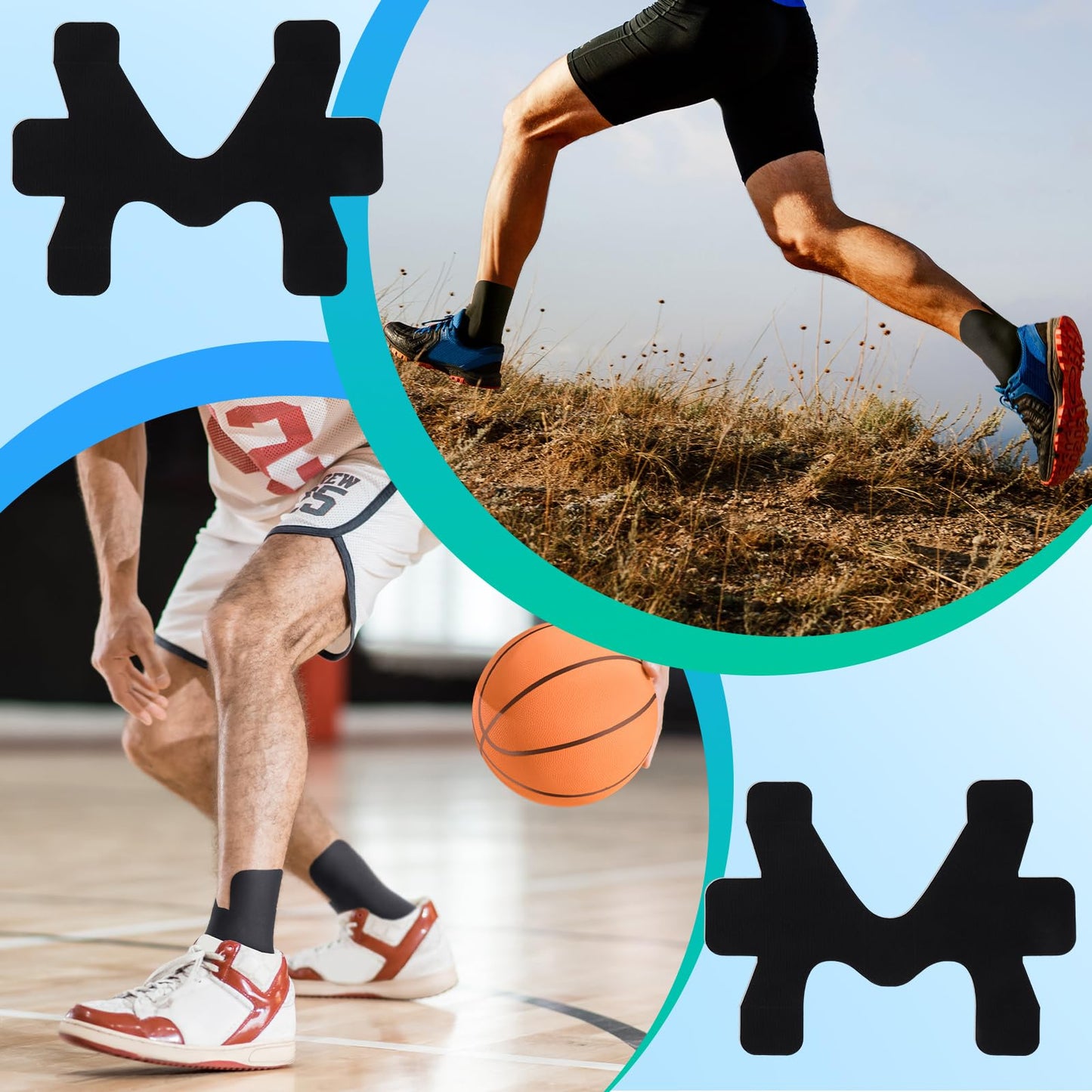 16 Pcs Kinesiology Tape for Ankle Tape Precut, Athletic Original Cotton Waterproof Breathable, Provides Support and Stability to The Target Area for Ligament and Muscle (Pink)