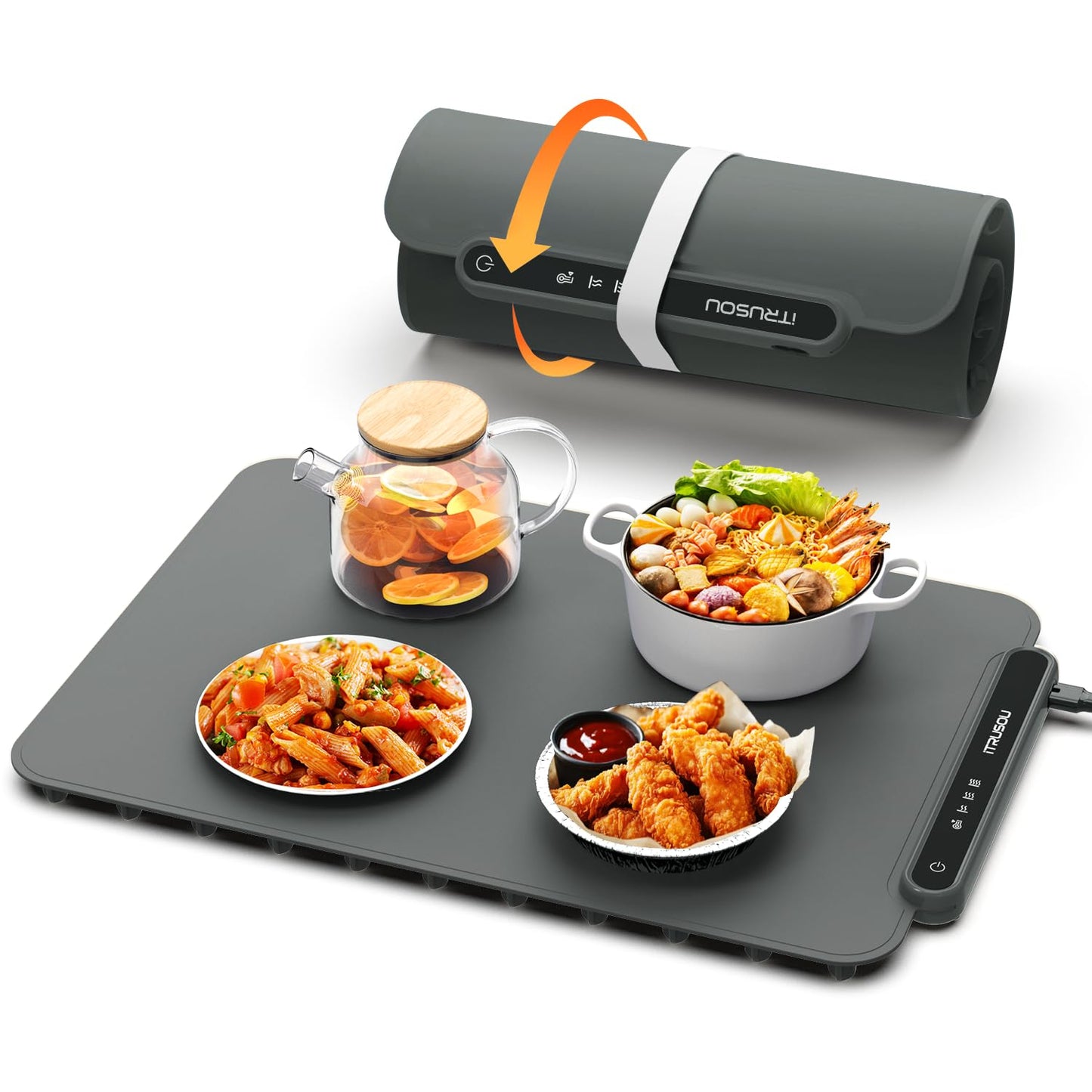 Food Warming Mat, iTRUSOU Electric Warming Tray Full Surface Heating to Keep Food Warm or Thawing, Versatile Food Warmer with 3 Temperature Setting for Parties Buffets Gatherings Holidays Daily Use