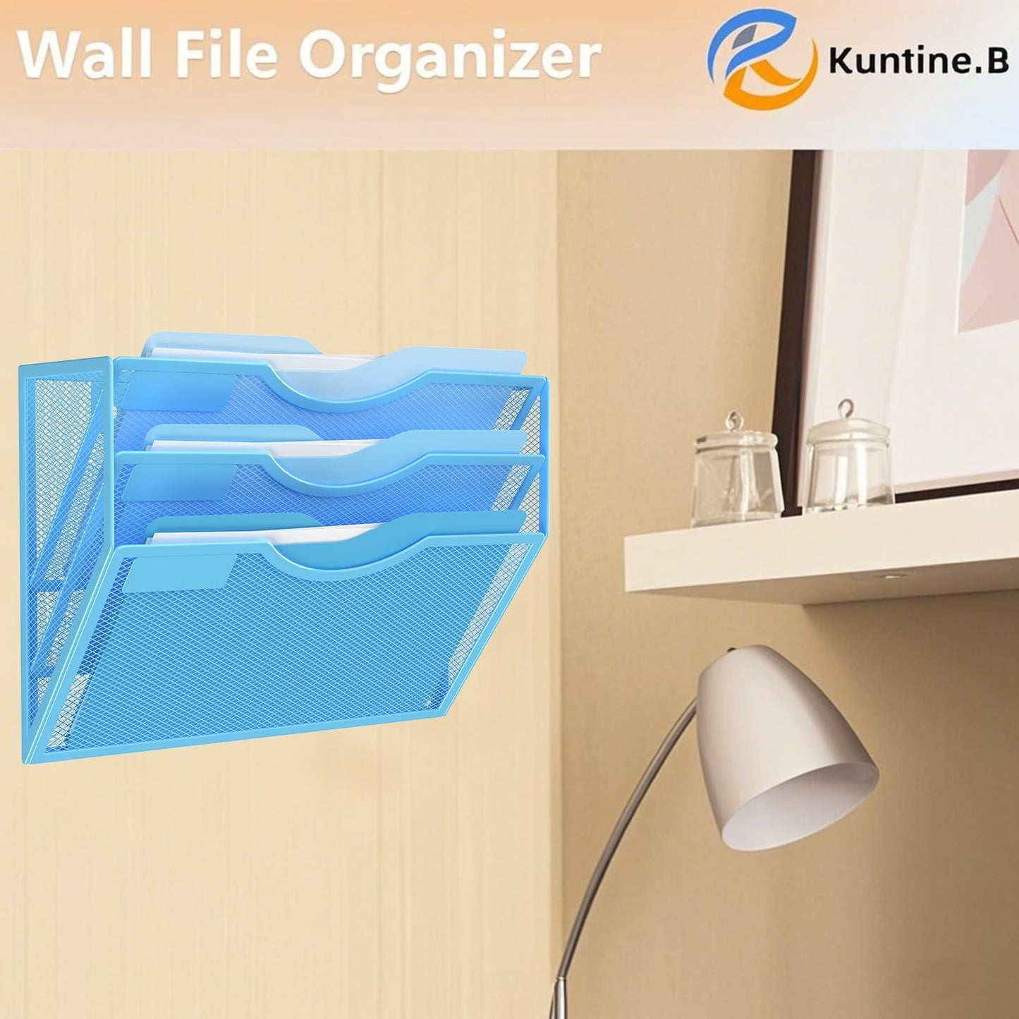 Kuntine.B 5 Pocket Wall File Holder Organizer Office Hanging Magazine Holder Wall File Organizer for Office Home (Black, 5 Tier)