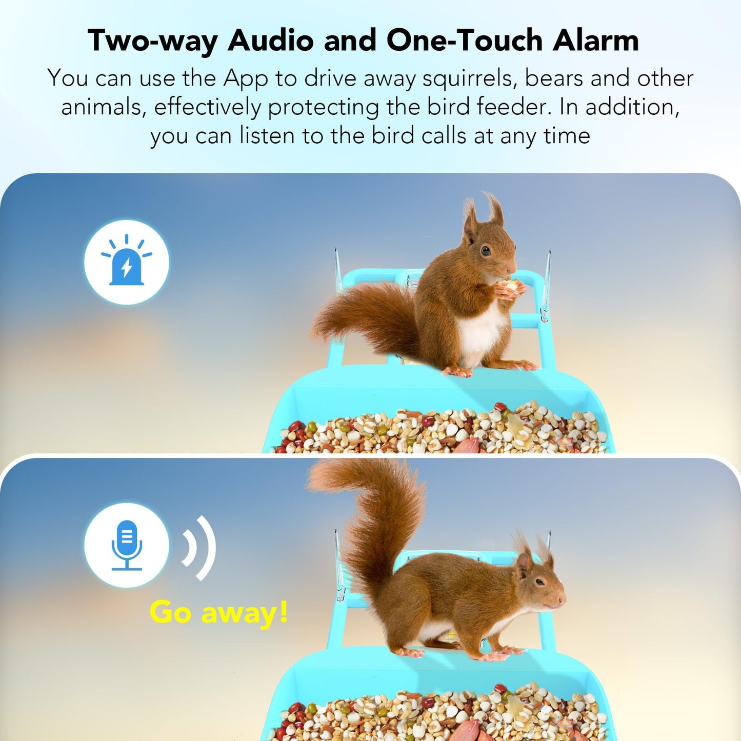 Smart Bird Feeder with Camera, 5200mAh Battery with Solar Panel, 2K Live View/AI Identifies/App Control/Instant Arrival Alert/Auto Capture/135° Motion Detection/IP65 Waterproof, Ideal Gift