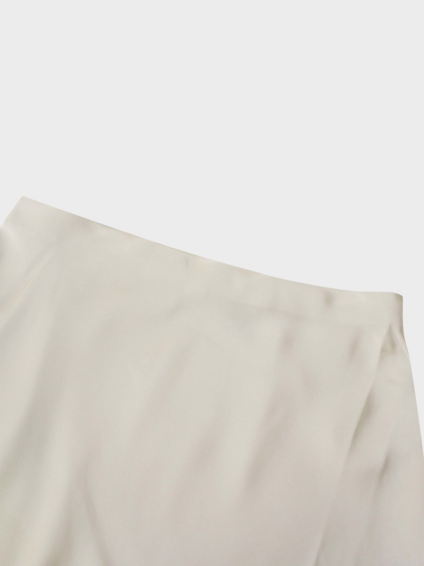 Solid Faux Satin Slip Skirt-Champagne-2