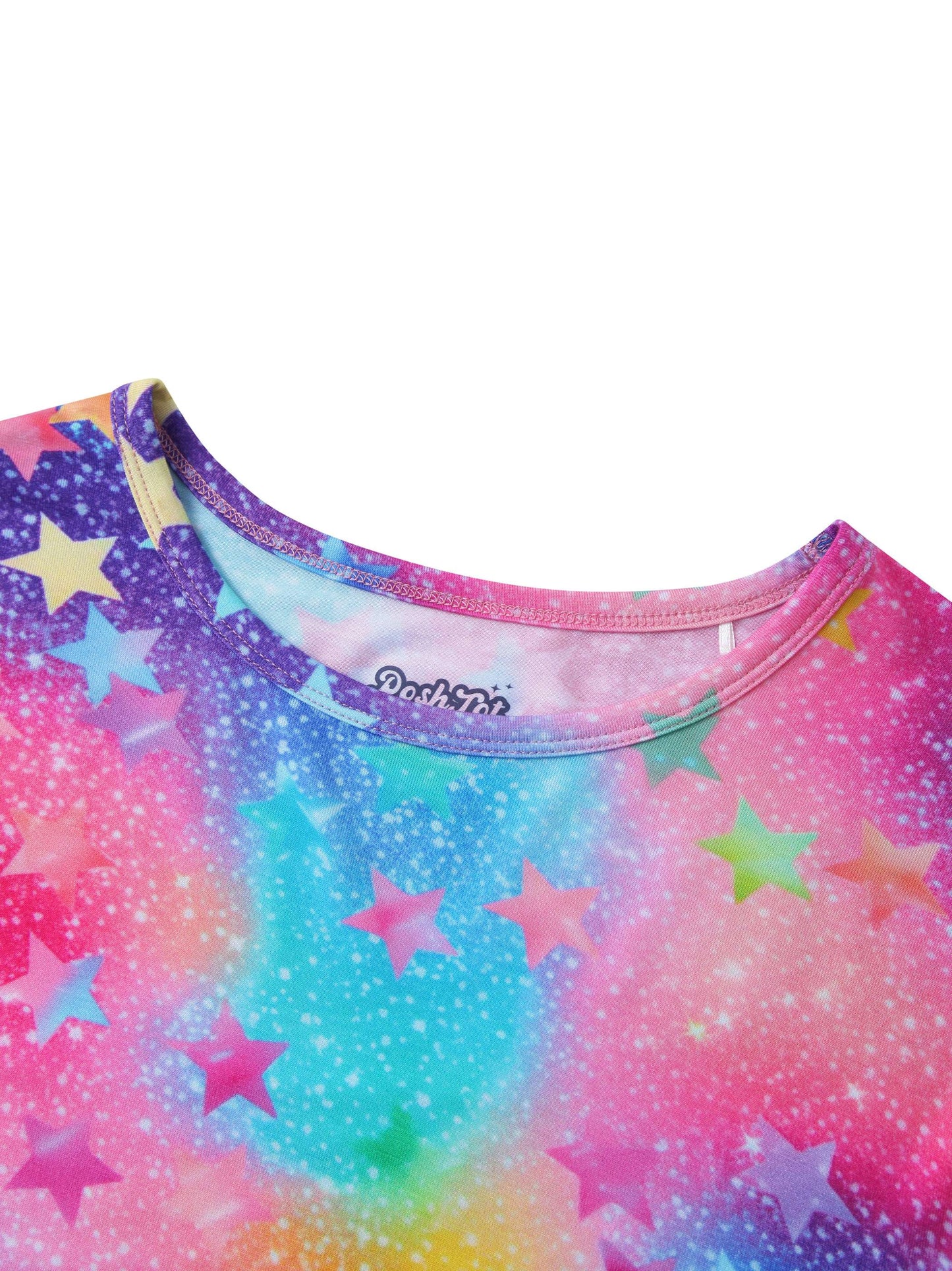 PoshTOT Colorful Stars Bamboo Adult Two-Piece Long Sleeve Pajama Set