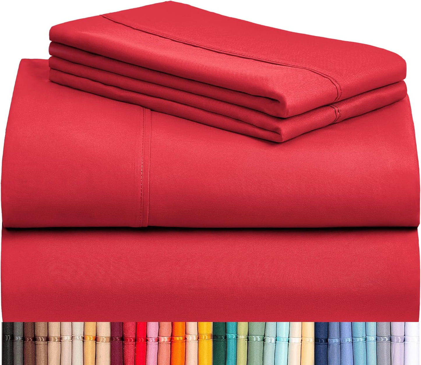 LuxClub 4 PC Full Sheet Set, Breathable Luxury Bed Sheets, Deep Pockets 18" Wrinkle Free Cooling Bed Sheets Machine Washable Hotel Bedding Silky Soft - Light Khaki Full