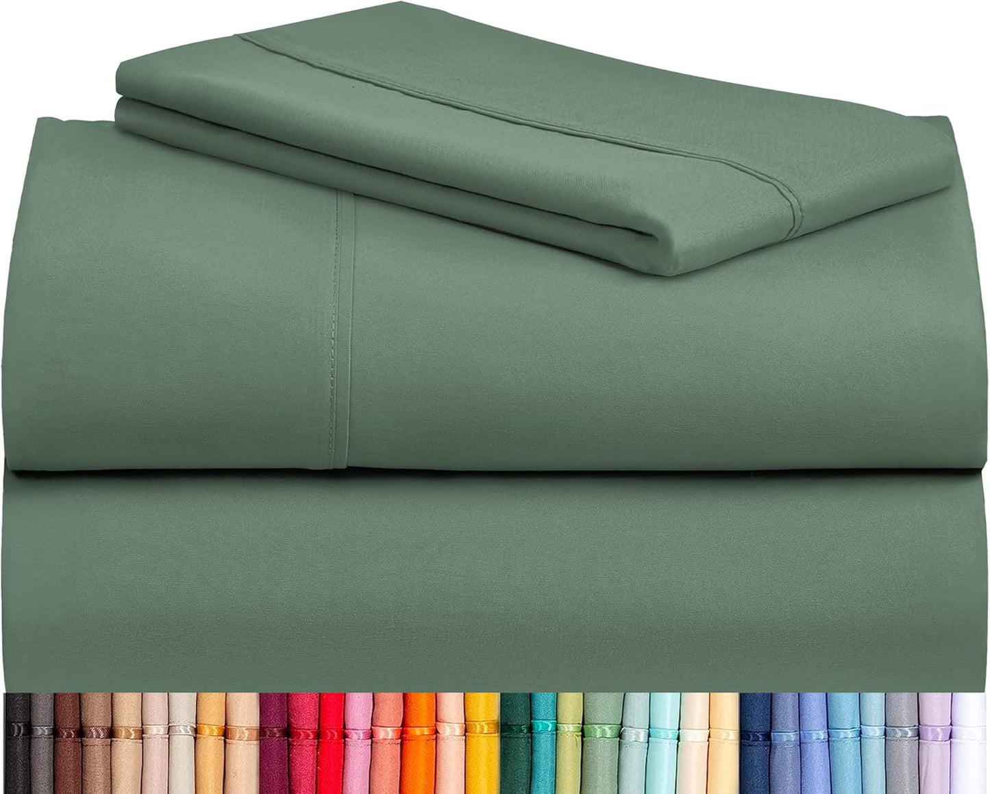 LuxClub 4 PC Full Sheet Set, Breathable Luxury Bed Sheets, Deep Pockets 18" Wrinkle Free Cooling Bed Sheets Machine Washable Hotel Bedding Silky Soft - Light Khaki Full