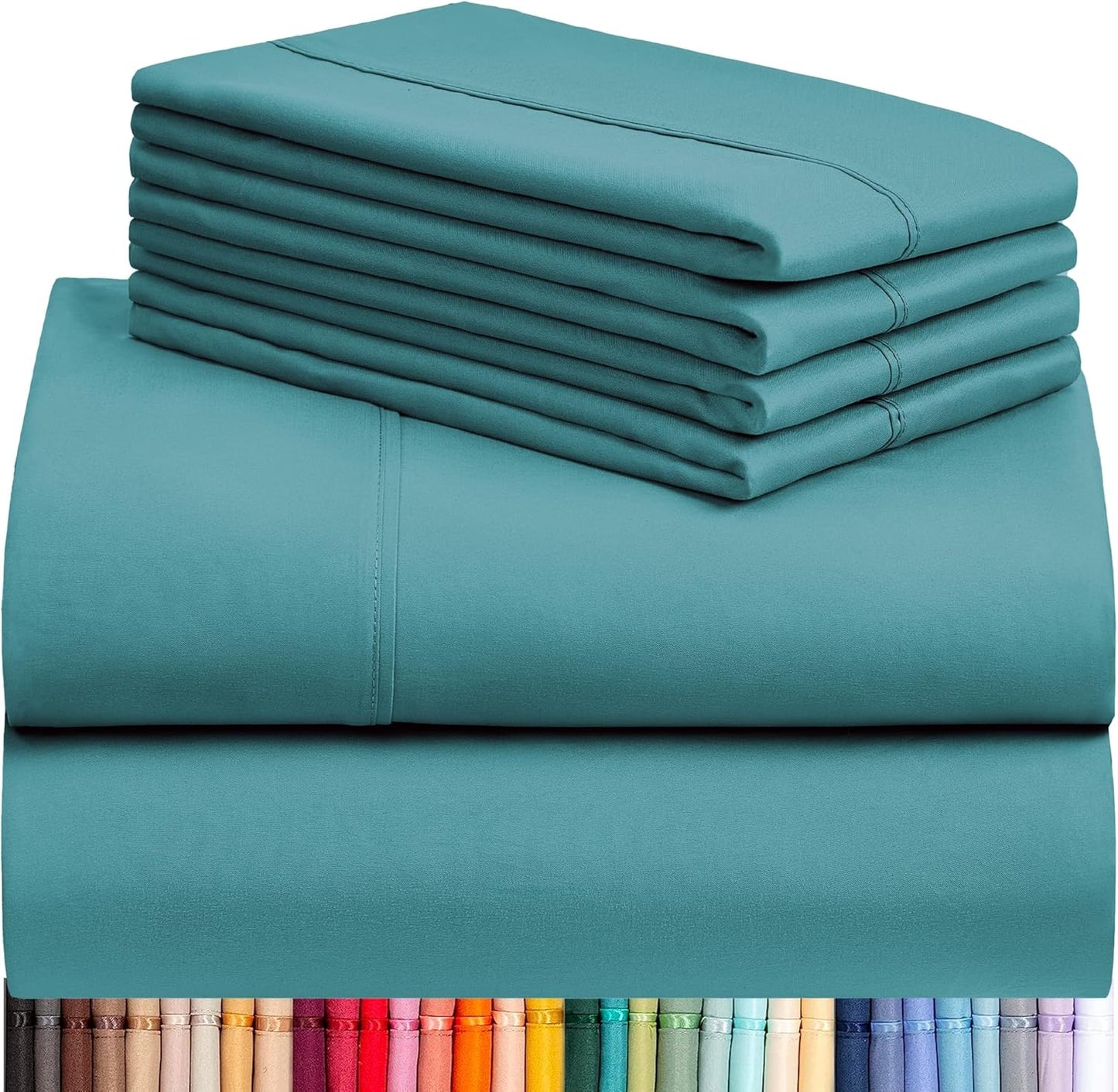 LuxClub 4 PC Full Sheet Set, Breathable Luxury Bed Sheets, Deep Pockets 18" Wrinkle Free Cooling Bed Sheets Machine Washable Hotel Bedding Silky Soft - Light Khaki Full