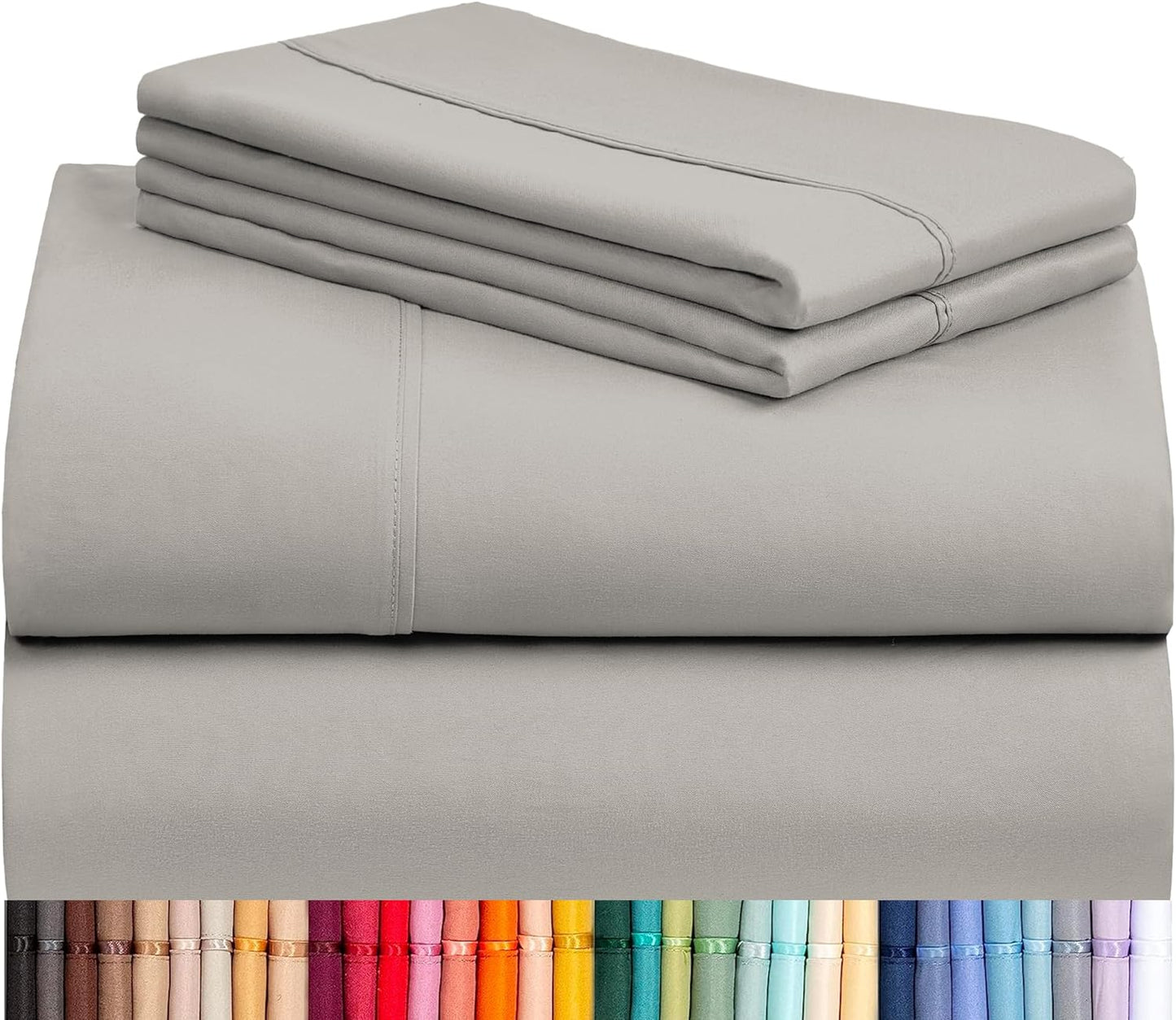 LuxClub 4 PC Full Sheet Set, Breathable Luxury Bed Sheets, Deep Pockets 18" Wrinkle Free Cooling Bed Sheets Machine Washable Hotel Bedding Silky Soft - Light Khaki Full