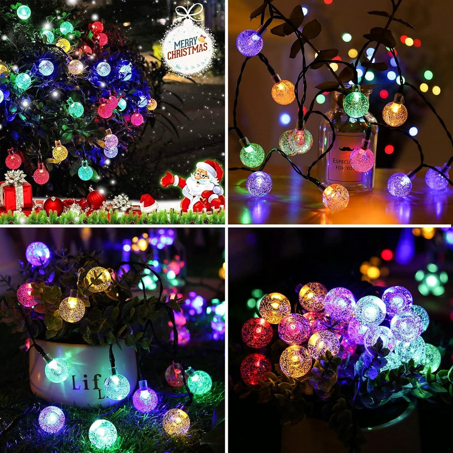 Solar String Lights, Small Crystal Ball ,Outdoor String Light 60 LED 40ft 8 Lighting Modes Waterproof Solar Powered Patio Solar Light for Garden Yard Porch Wedding Party Decor (Warm White)