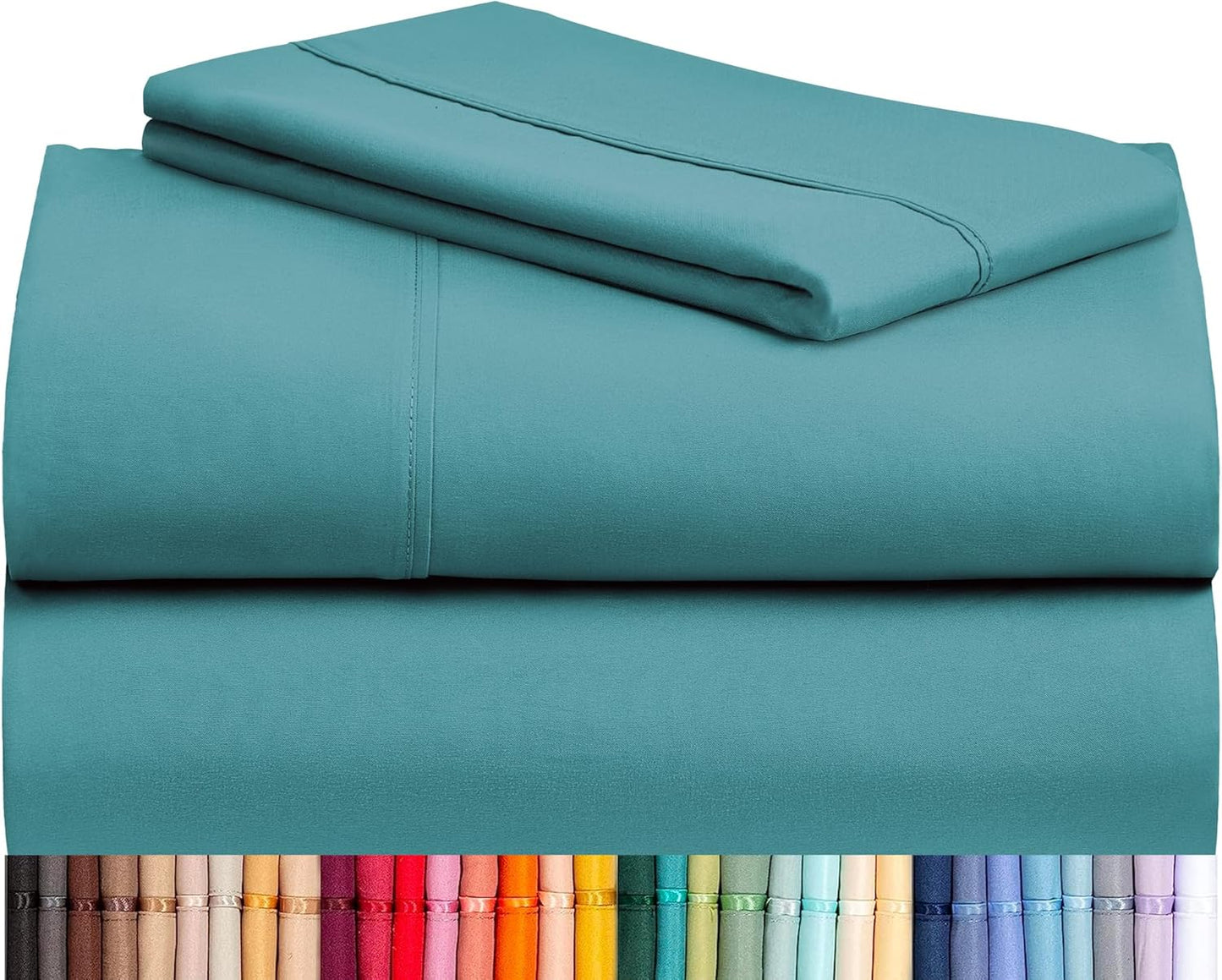 LuxClub 4 PC Full Sheet Set, Breathable Luxury Bed Sheets, Deep Pockets 18" Wrinkle Free Cooling Bed Sheets Machine Washable Hotel Bedding Silky Soft - Light Khaki Full