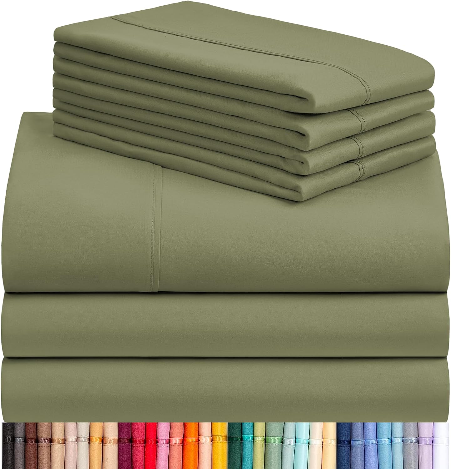 LuxClub 4 PC Full Sheet Set, Breathable Luxury Bed Sheets, Deep Pockets 18" Wrinkle Free Cooling Bed Sheets Machine Washable Hotel Bedding Silky Soft - Light Khaki Full