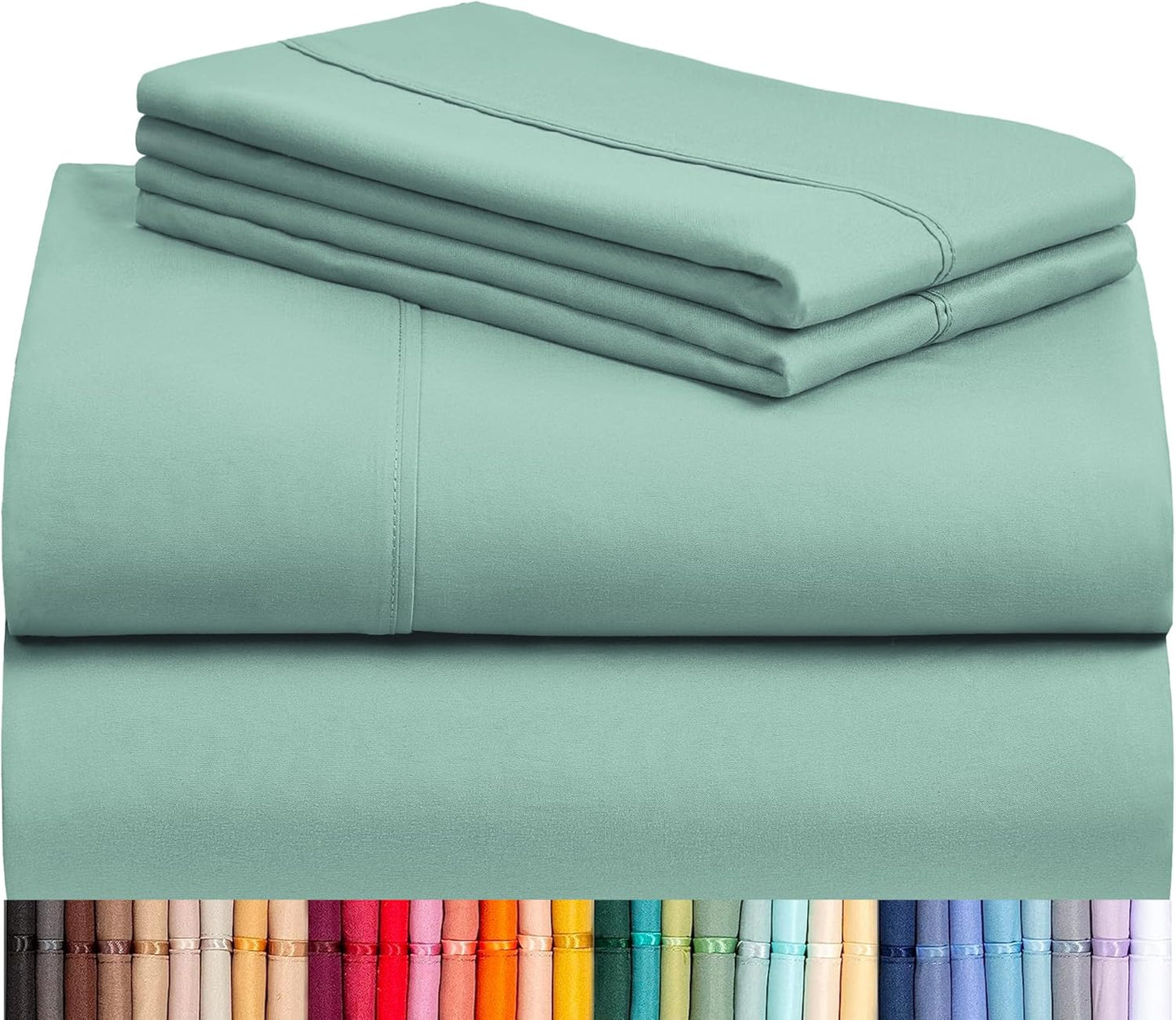 LuxClub 4 PC Full Sheet Set, Breathable Luxury Bed Sheets, Deep Pockets 18" Wrinkle Free Cooling Bed Sheets Machine Washable Hotel Bedding Silky Soft - Light Khaki Full