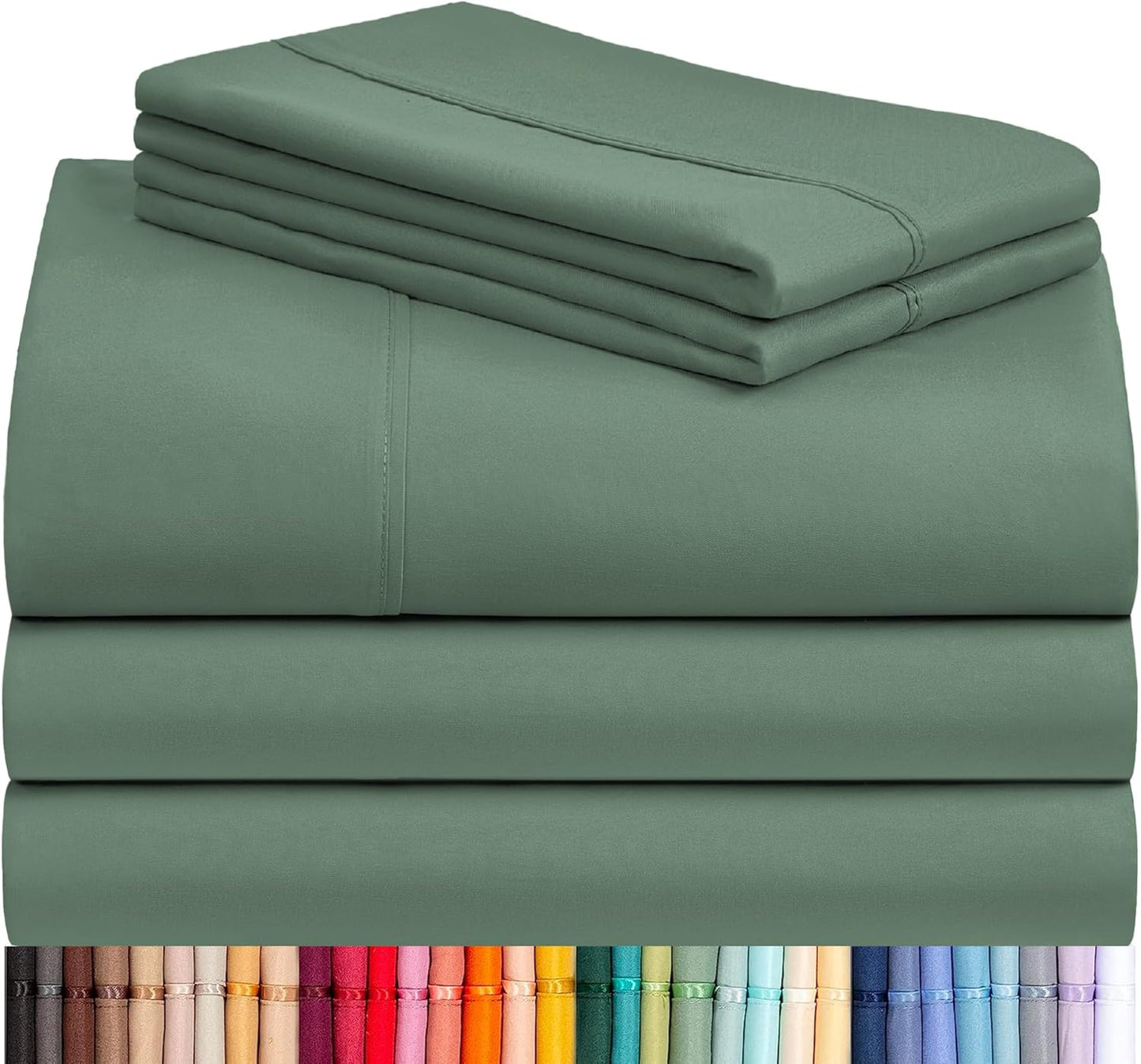 LuxClub 4 PC Full Sheet Set, Breathable Luxury Bed Sheets, Deep Pockets 18" Wrinkle Free Cooling Bed Sheets Machine Washable Hotel Bedding Silky Soft - Light Khaki Full