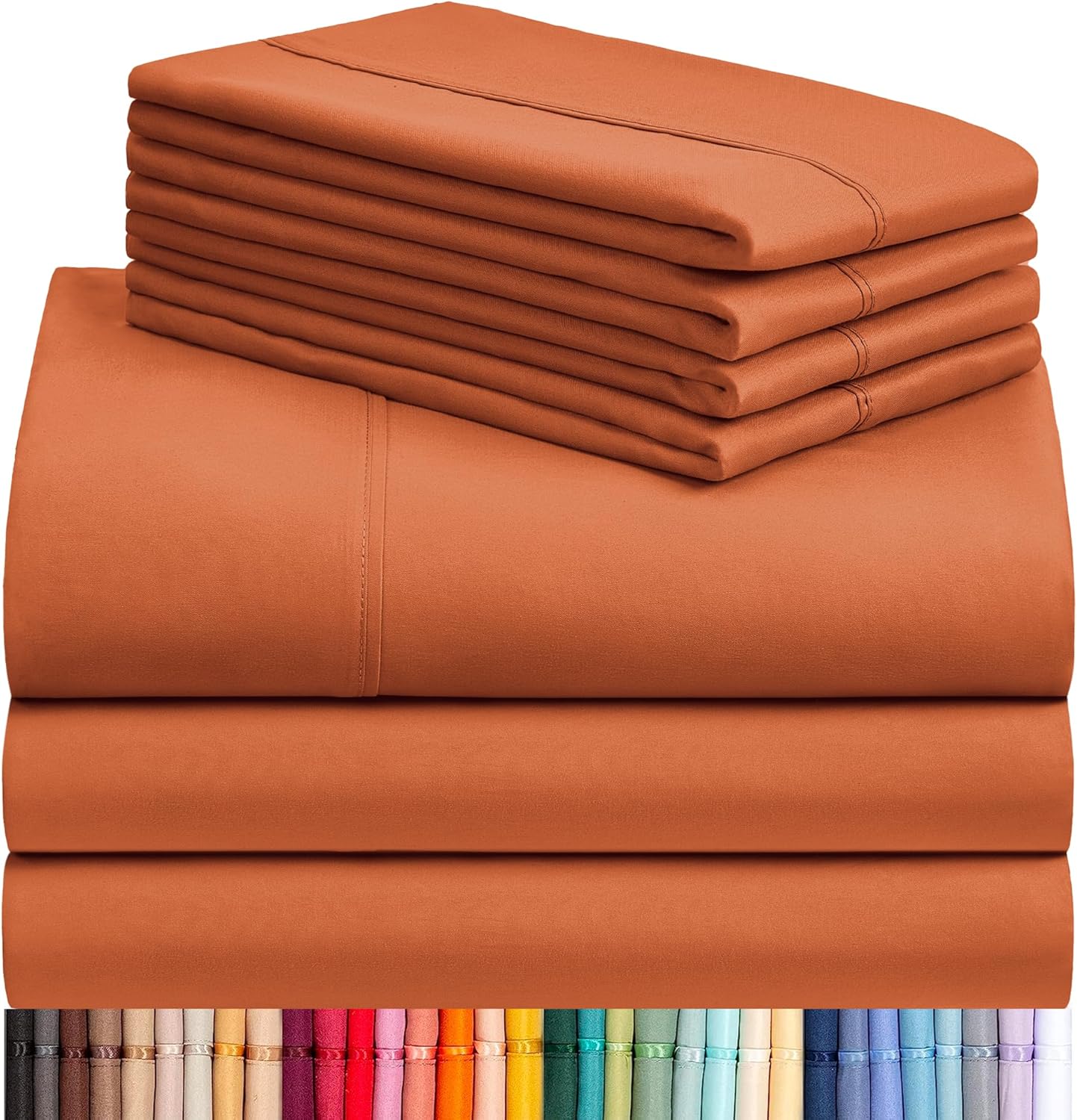 LuxClub 4 PC Full Sheet Set, Breathable Luxury Bed Sheets, Deep Pockets 18" Wrinkle Free Cooling Bed Sheets Machine Washable Hotel Bedding Silky Soft - Light Khaki Full