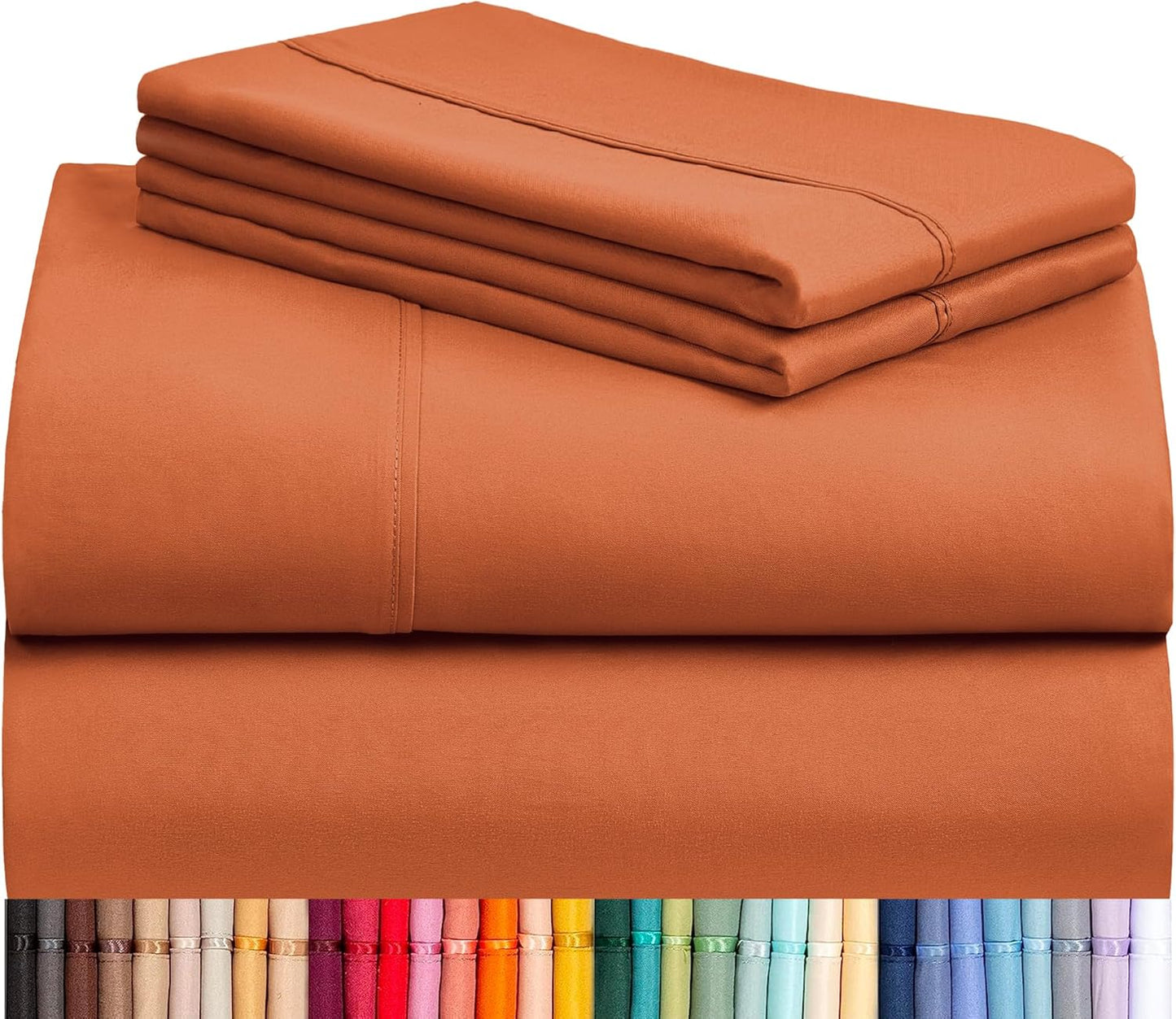 LuxClub 4 PC Full Sheet Set, Breathable Luxury Bed Sheets, Deep Pockets 18" Wrinkle Free Cooling Bed Sheets Machine Washable Hotel Bedding Silky Soft - Light Khaki Full