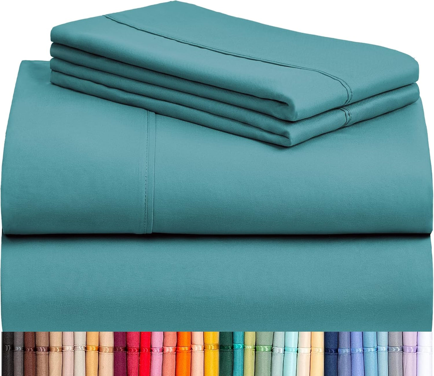 LuxClub 4 PC Full Sheet Set, Breathable Luxury Bed Sheets, Deep Pockets 18" Wrinkle Free Cooling Bed Sheets Machine Washable Hotel Bedding Silky Soft - Light Khaki Full