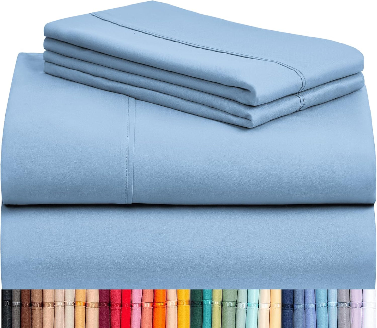 LuxClub 4 PC Full Sheet Set, Breathable Luxury Bed Sheets, Deep Pockets 18" Wrinkle Free Cooling Bed Sheets Machine Washable Hotel Bedding Silky Soft - Light Khaki Full