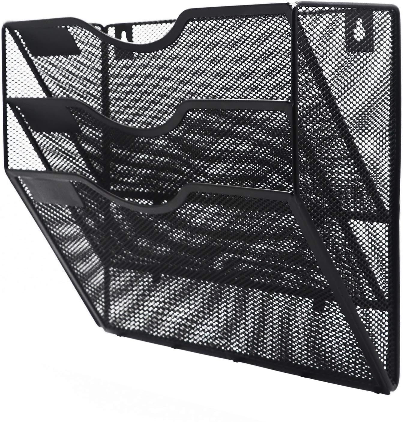 Kuntine.B 5 Pocket Wall File Holder Organizer Office Hanging Magazine Holder Wall File Organizer for Office Home (Black, 5 Tier)