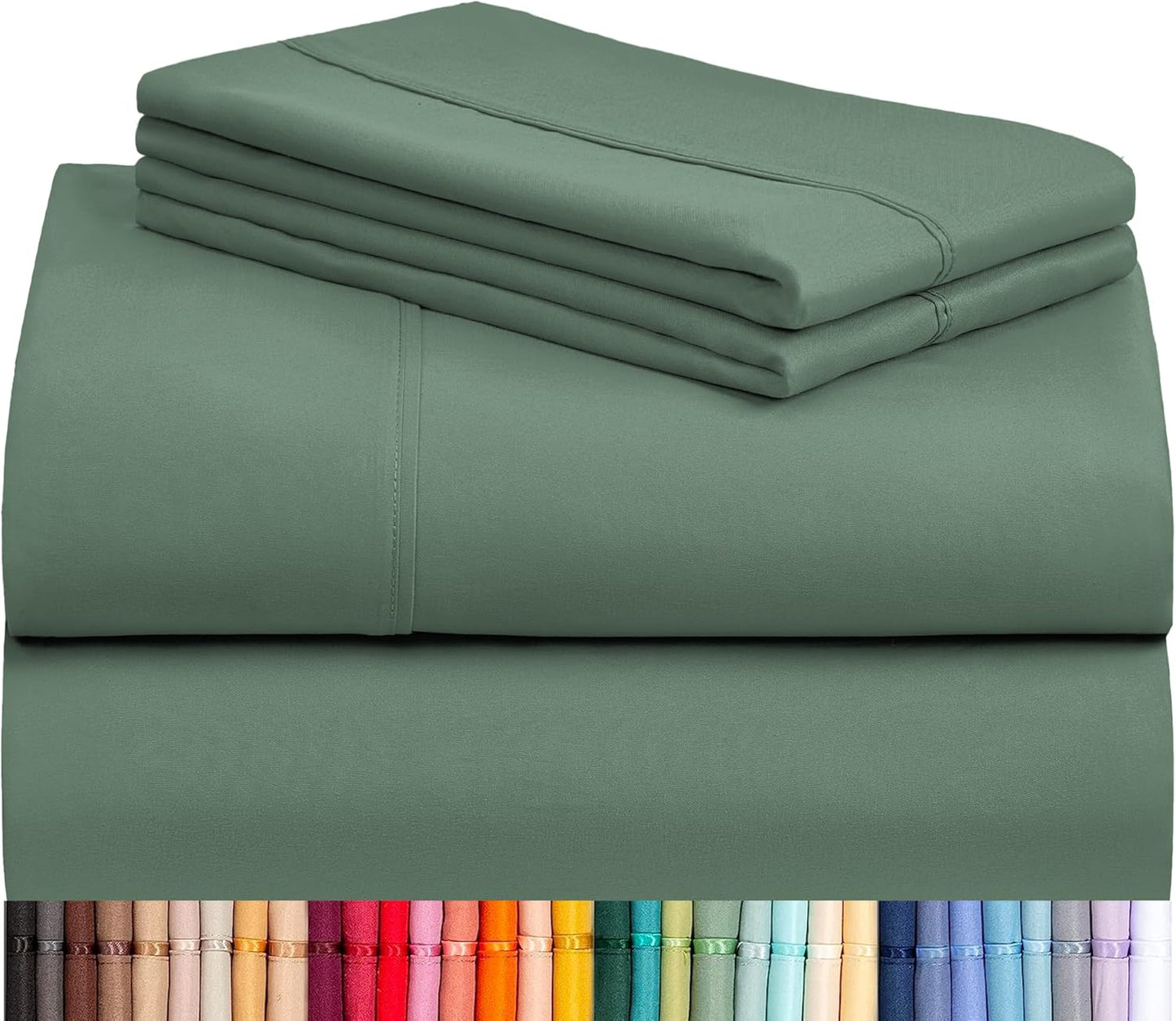 LuxClub 4 PC Full Sheet Set, Breathable Luxury Bed Sheets, Deep Pockets 18" Wrinkle Free Cooling Bed Sheets Machine Washable Hotel Bedding Silky Soft - Light Khaki Full