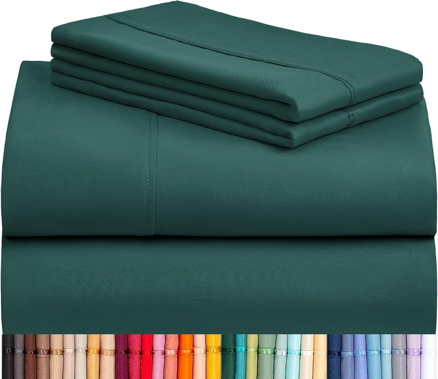 LuxClub 4 PC Full Sheet Set, Breathable Luxury Bed Sheets, Deep Pockets 18" Wrinkle Free Cooling Bed Sheets Machine Washable Hotel Bedding Silky Soft - Light Khaki Full