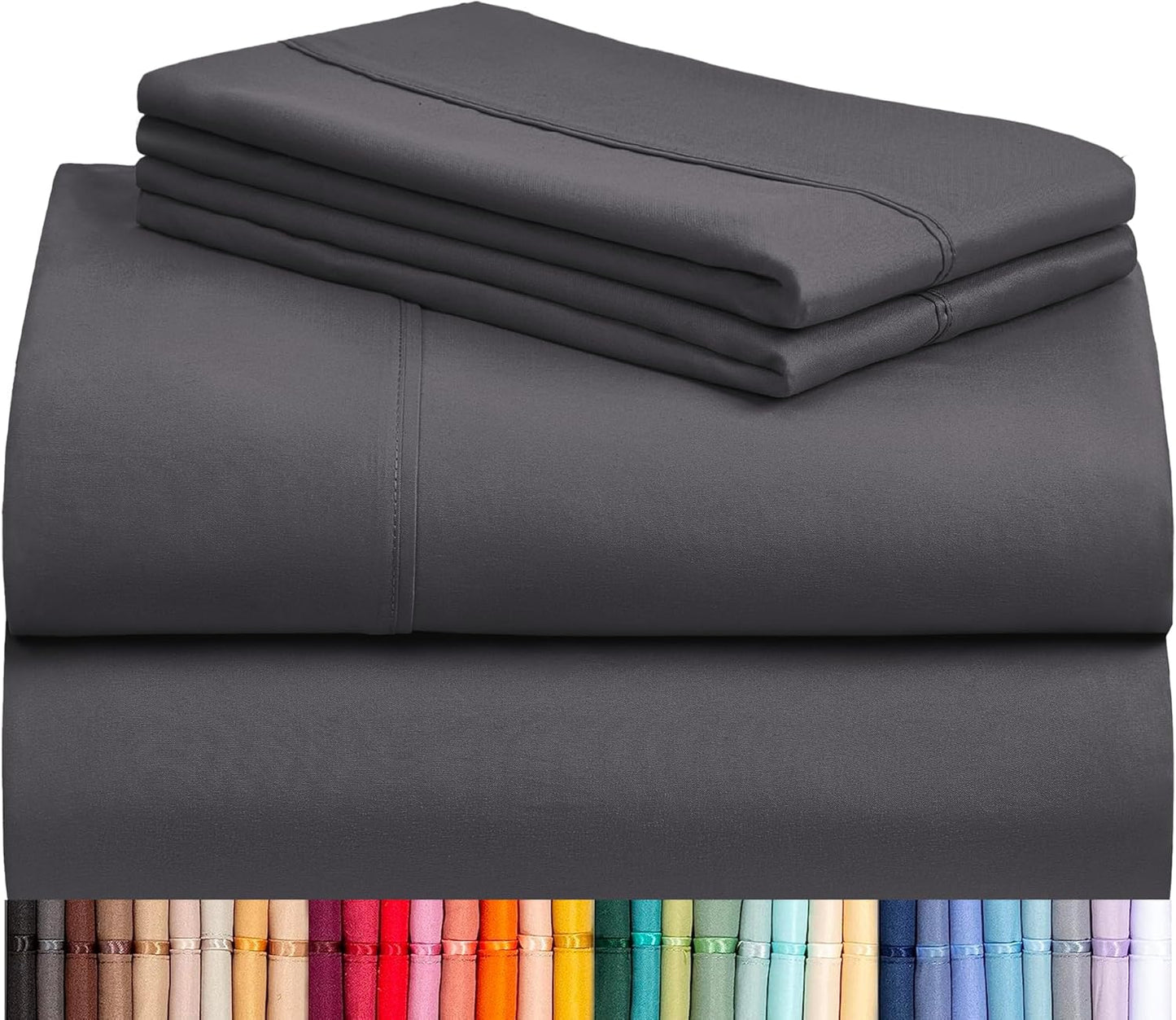LuxClub 4 PC Full Sheet Set, Breathable Luxury Bed Sheets, Deep Pockets 18" Wrinkle Free Cooling Bed Sheets Machine Washable Hotel Bedding Silky Soft - Light Khaki Full