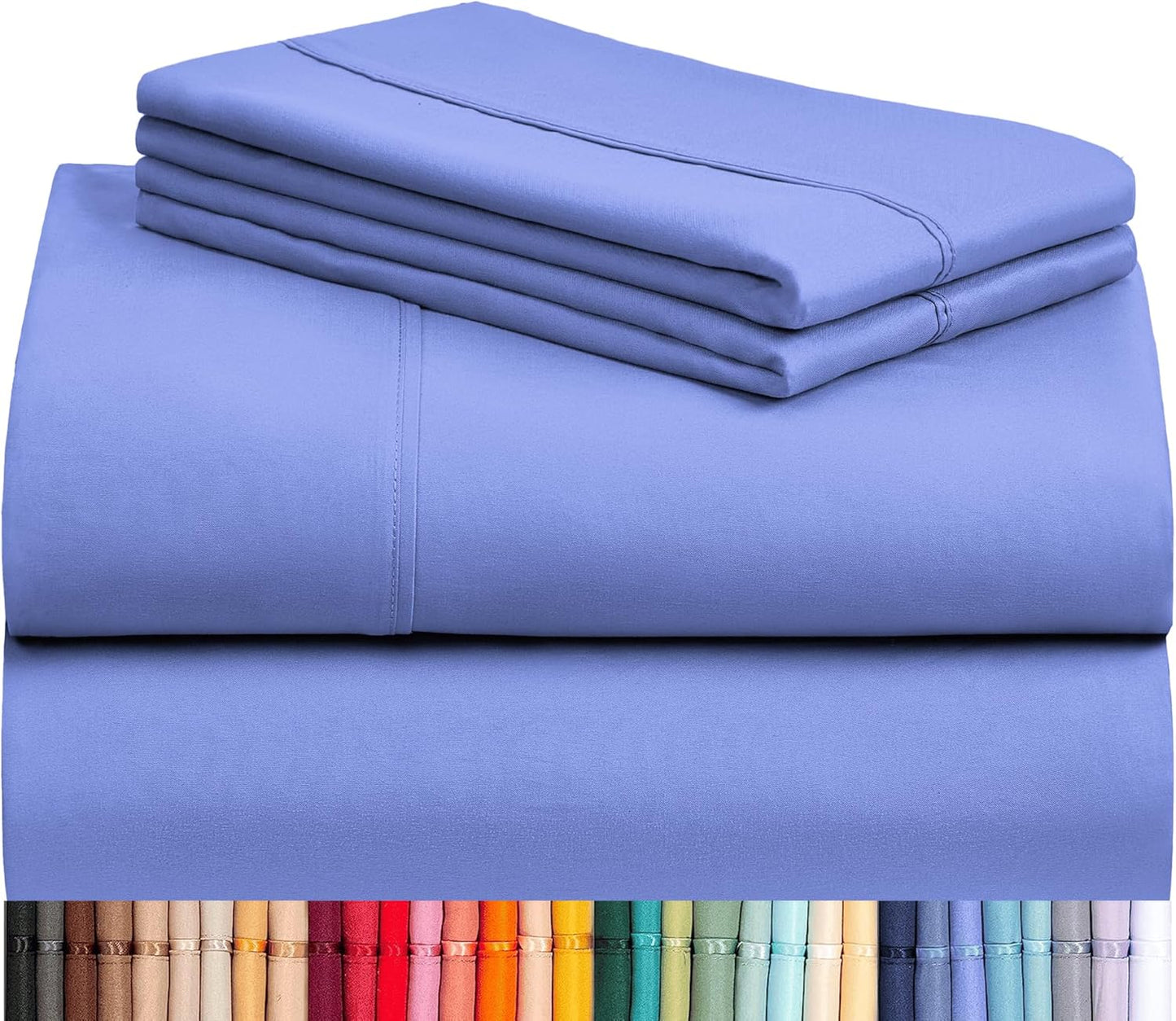 LuxClub 4 PC Full Sheet Set, Breathable Luxury Bed Sheets, Deep Pockets 18" Wrinkle Free Cooling Bed Sheets Machine Washable Hotel Bedding Silky Soft - Light Khaki Full