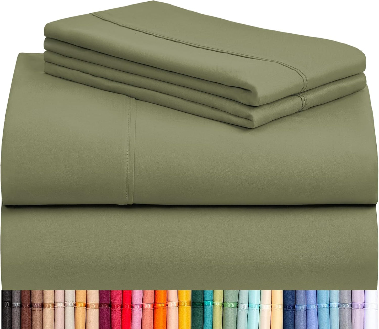 LuxClub 4 PC Full Sheet Set, Breathable Luxury Bed Sheets, Deep Pockets 18" Wrinkle Free Cooling Bed Sheets Machine Washable Hotel Bedding Silky Soft - Light Khaki Full
