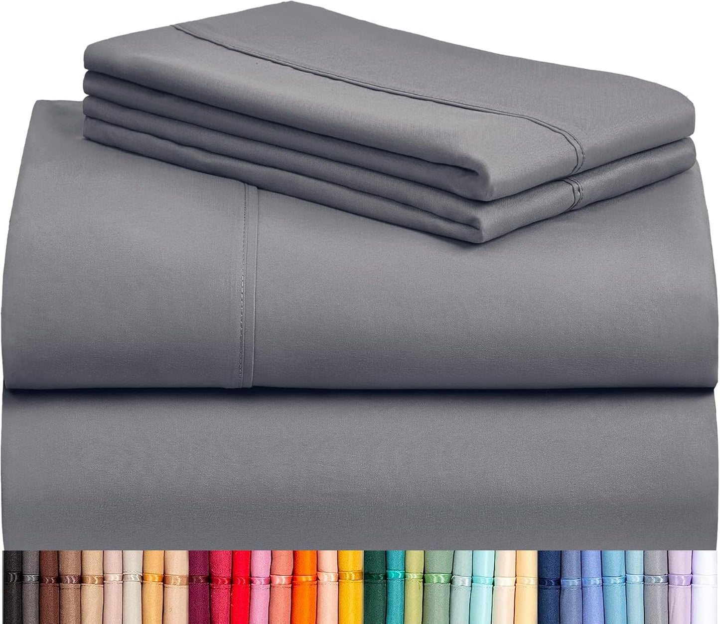 LuxClub 4 PC Full Sheet Set, Breathable Luxury Bed Sheets, Deep Pockets 18" Wrinkle Free Cooling Bed Sheets Machine Washable Hotel Bedding Silky Soft - Light Khaki Full