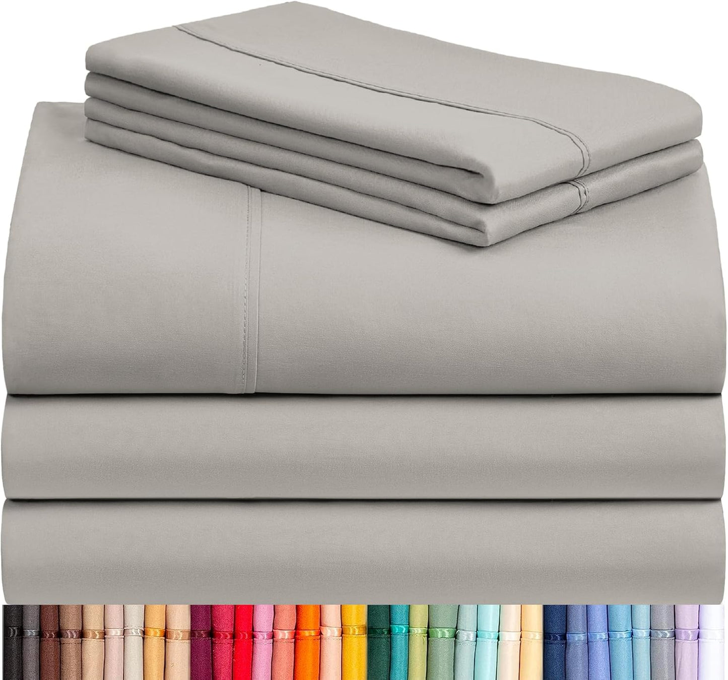 LuxClub 4 PC Full Sheet Set, Breathable Luxury Bed Sheets, Deep Pockets 18" Wrinkle Free Cooling Bed Sheets Machine Washable Hotel Bedding Silky Soft - Light Khaki Full