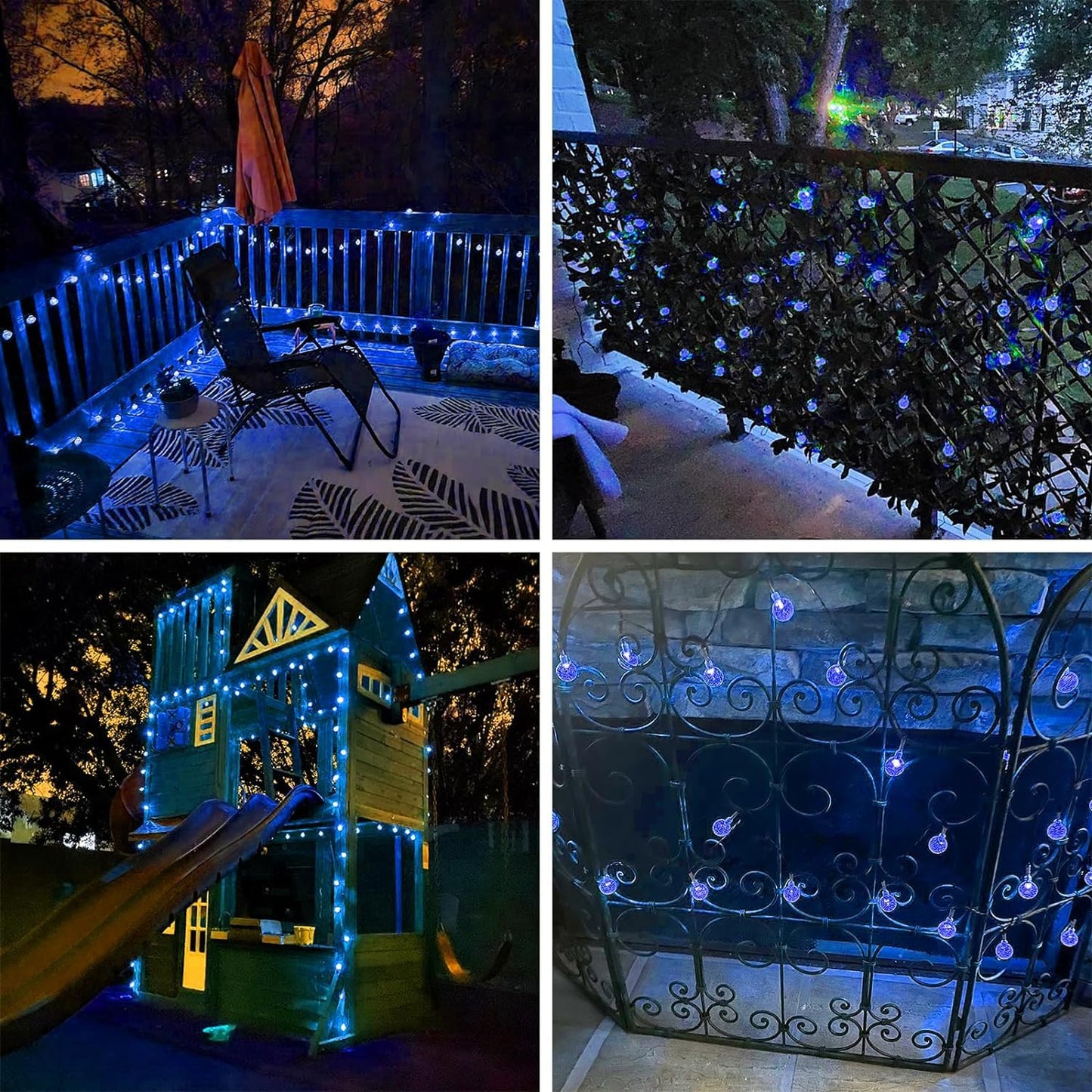 Solar String Lights, Small Crystal Ball ,Outdoor String Light 60 LED 40ft 8 Lighting Modes Waterproof Solar Powered Patio Solar Light for Garden Yard Porch Wedding Party Decor (Warm White)