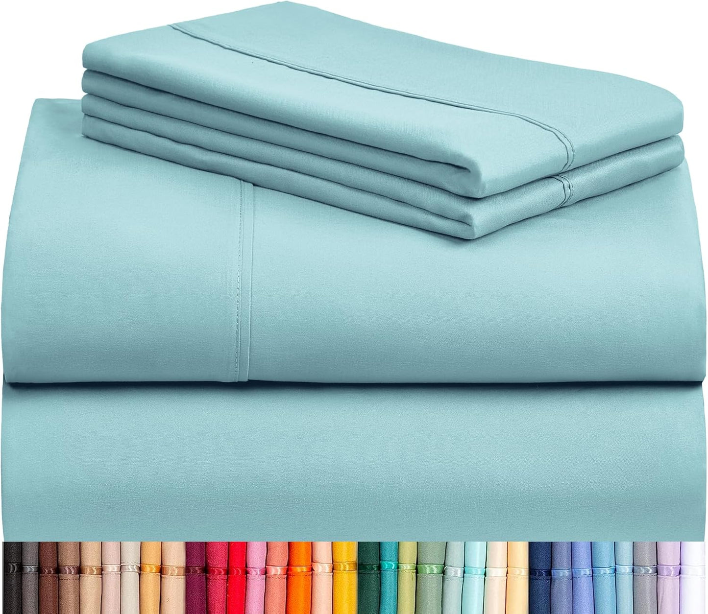 LuxClub 4 PC Full Sheet Set, Breathable Luxury Bed Sheets, Deep Pockets 18" Wrinkle Free Cooling Bed Sheets Machine Washable Hotel Bedding Silky Soft - Light Khaki Full