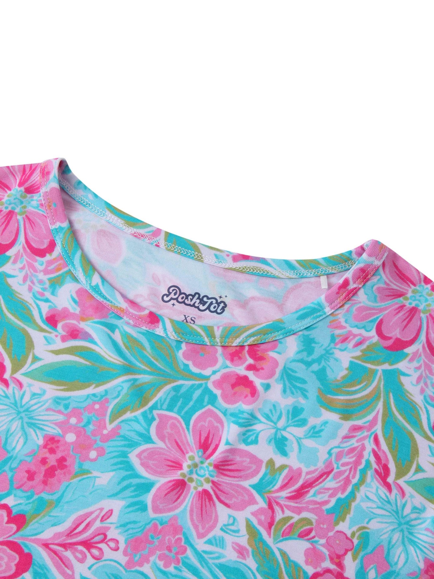 PoshTOT Peony Flower Bamboo Adult Two-Piece Long Sleeve Pajama Set