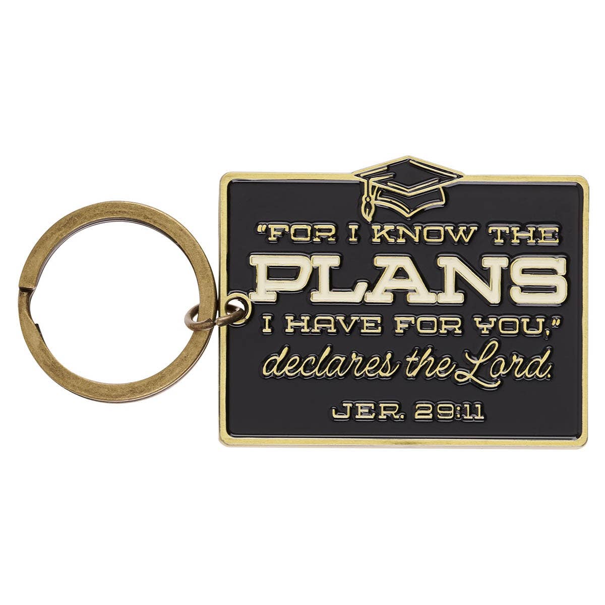 Keychain in Tin Black For I Know The Plans Jer. 29:11