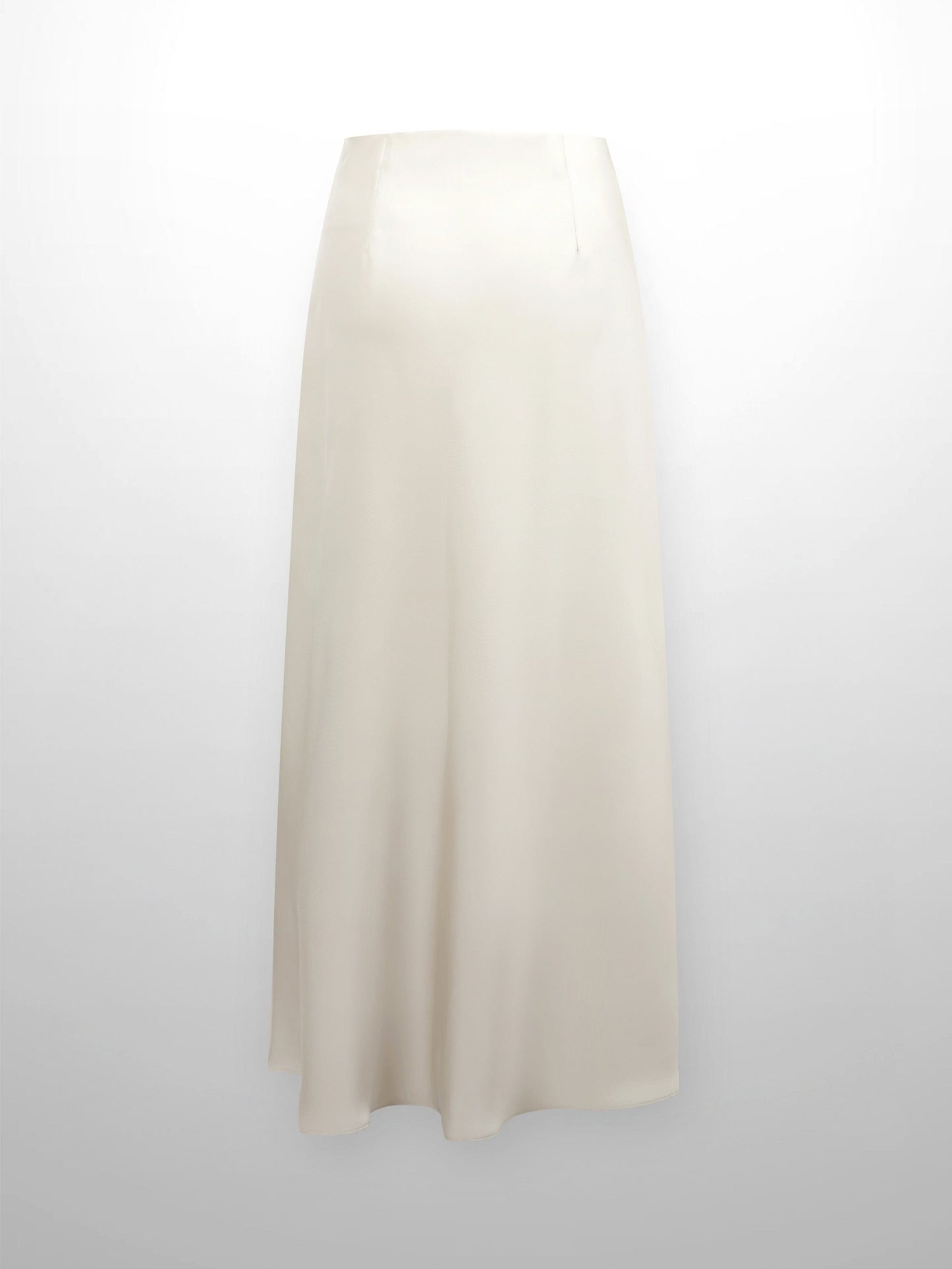 Solid Faux Satin Slip Skirt-Champagne-1
