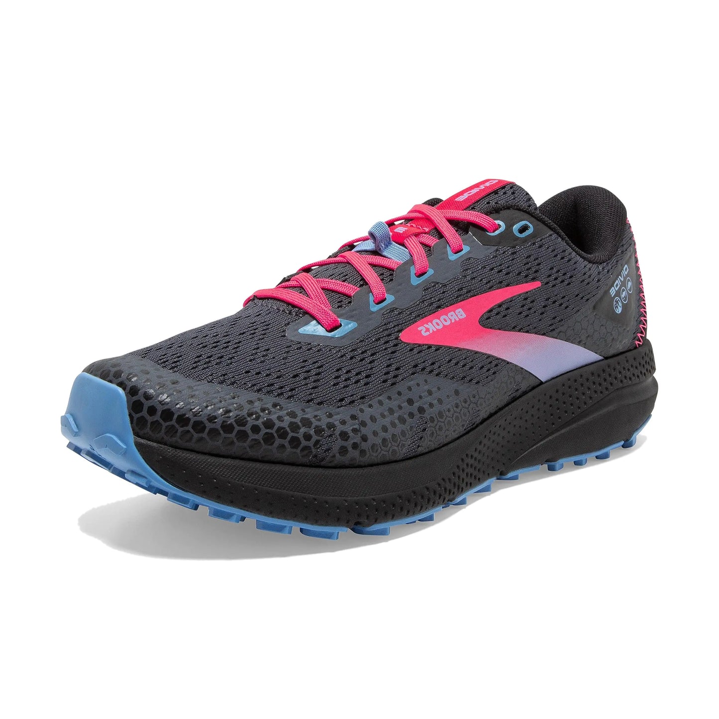 Brooks Women’s Divide 3 Trail Running Shoe - Ebony/Black/Diva Pink - 8 Medium