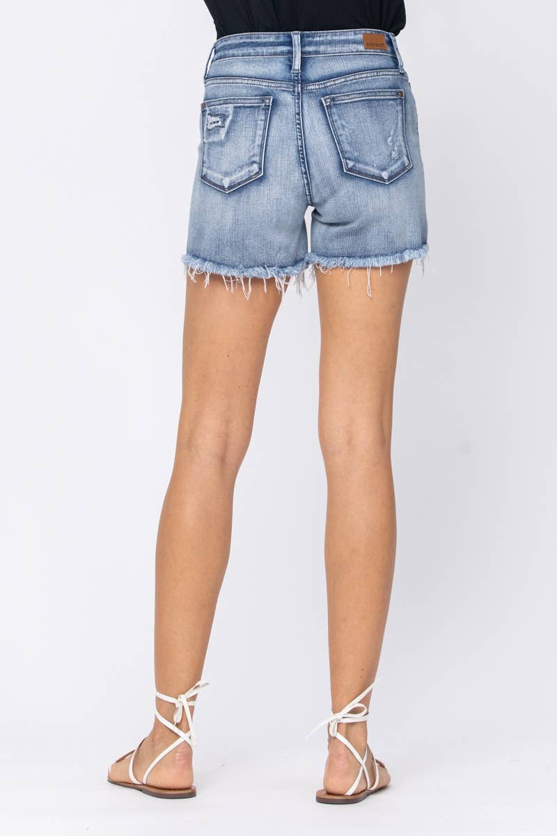 Mid-Rise Patch + Wash-Out Cutoff Shorts (XL Only)