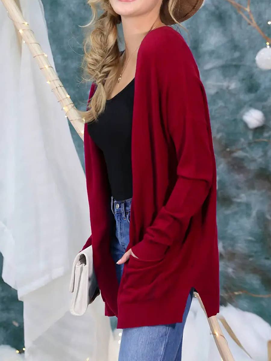 Long Open Front Knit Cardigan Cozy Wrap-Style