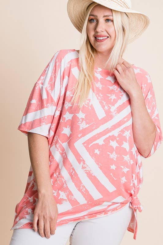 ETK-8406 Stars and Stripes Tunic Top with Slits