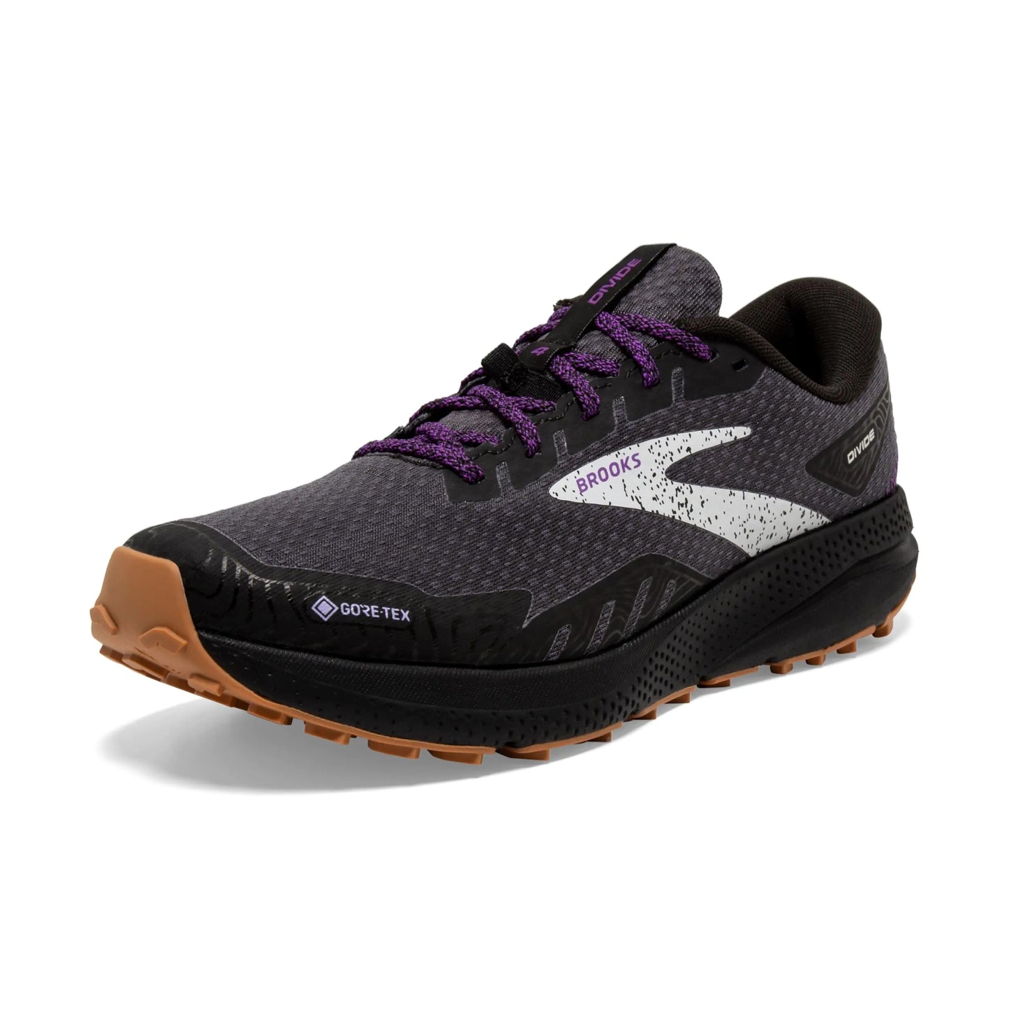Brooks Women’s Divide 4 GTX Waterproof Trail Running Shoe - Black/Blackened Pearl/Purple - 8 Medium