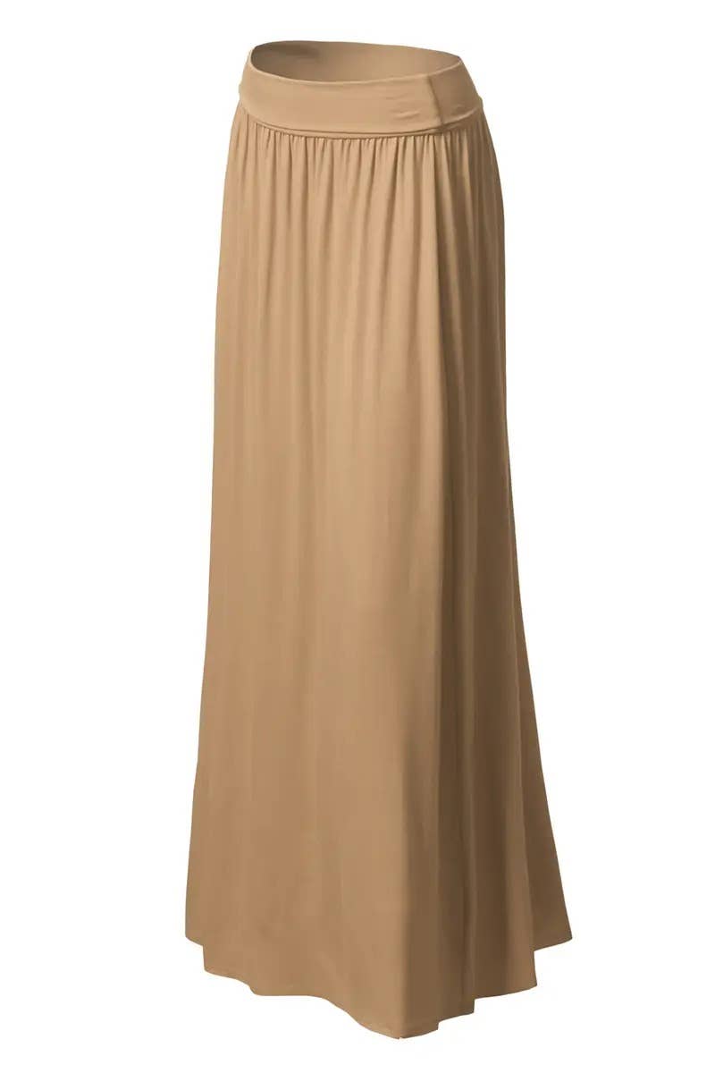 High Waist Pleated Elastic Maxi Skirt Women