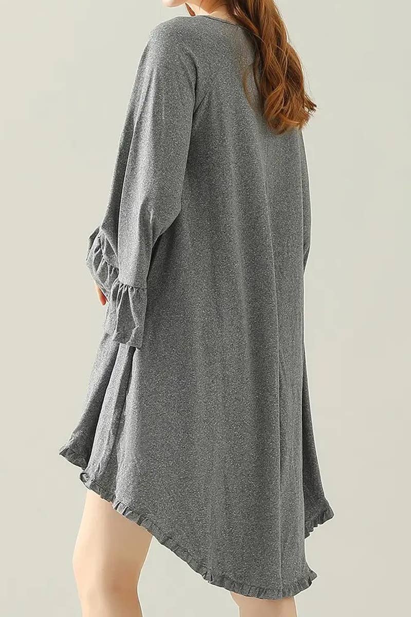 Women’s Ruffle Sleeve Midi Dress Pockets