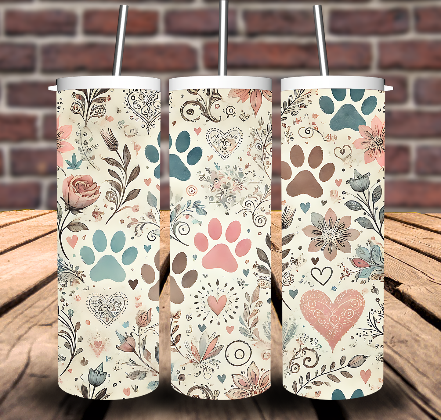 Paw Print Sublimation Tumbler 20oz 30oz
