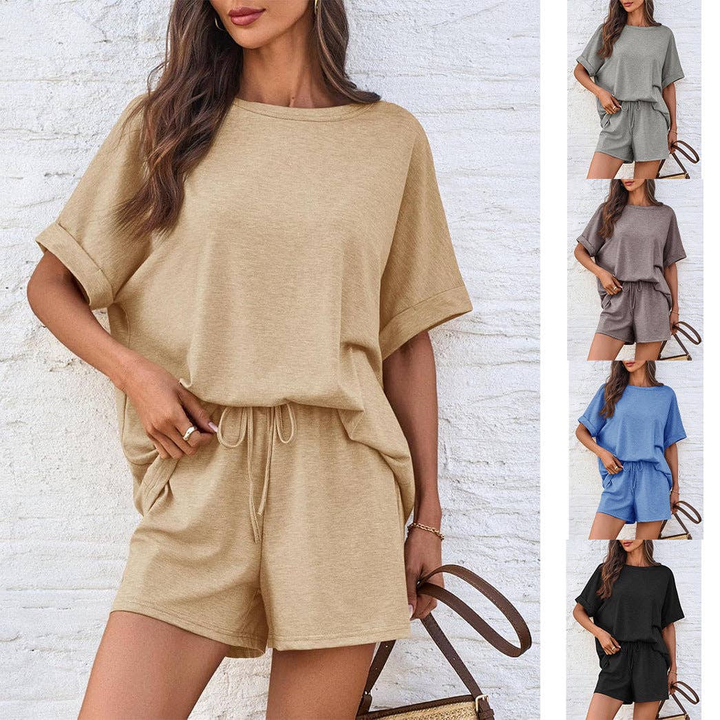 Women's Summer Casual Loose Short Sleeve T-Shirt Shorts Set