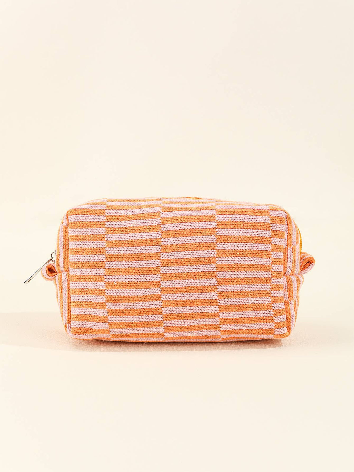 Colorful stripe travel zipper knit Cosmetic bag