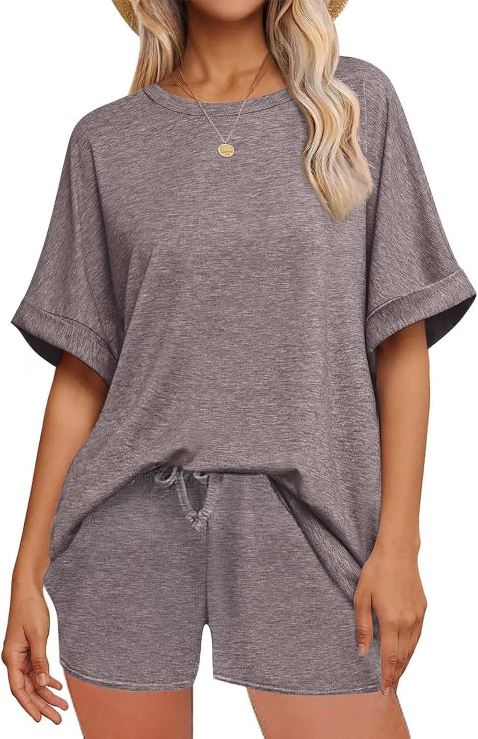 Women's Summer Casual Loose Short Sleeve T-Shirt Shorts Set